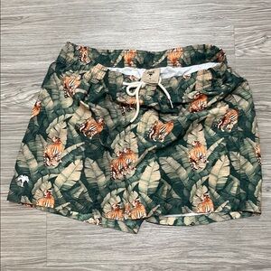 OAS Men's Athletic Shorts - Green Tiger Print swimming trunks